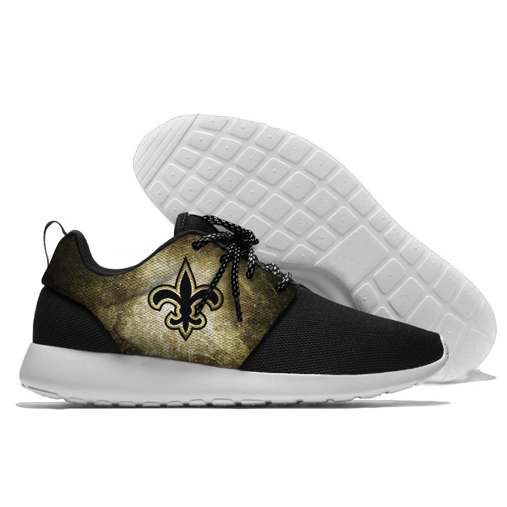 Women's NFL New Orleans Saints Roshe Style Lightweight Running Shoes 004